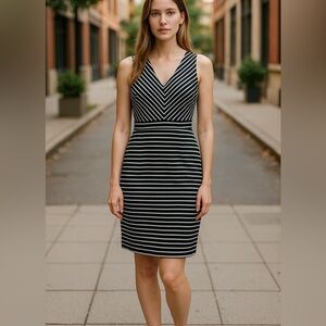 Superfoxx Black White Stripes Sheath Dress, New with Tags